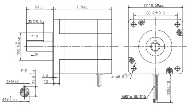 2 Phase Hybrid Stepping motor Dimensions